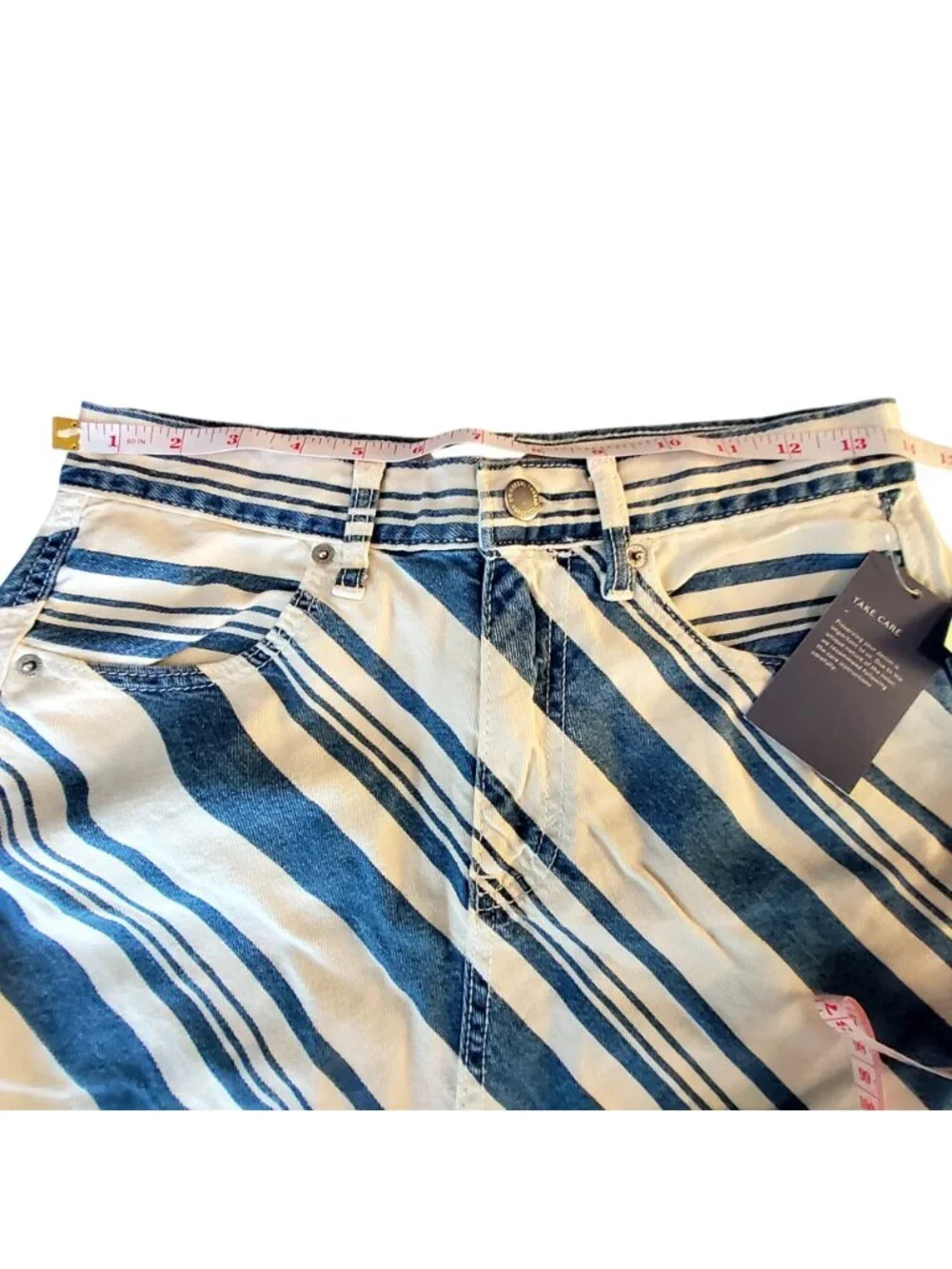 UniversalThread Womens Striped Mini Skirt 78% Cotton 22% Lyocell Blue & White 4